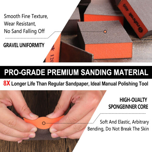 Sruhrak 12 Pcs Sanding Blocks 320 Grit Hard Sanding Sponges 2
