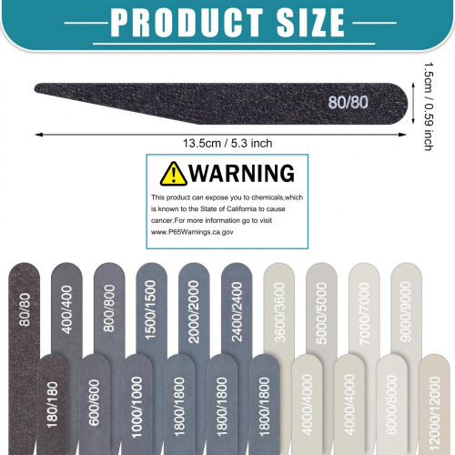 Honoson 20 Pcs Sanding Sticks Model, Low and High Grits, Stylish Style 1