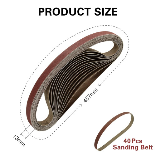 Aucenix Sanding Belts for Sander：13mm x 457mm Sanding Belts(40 Pcs) 2