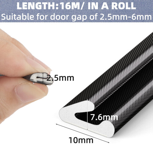 2Pcs8M Black V-Shape Foam Draught Excluder Strip for Door Frames 1