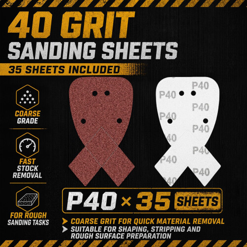 Limiebllu 35 Pcs Mouse Sander Pads, 40 Grits Loop Sanding Sheets 2