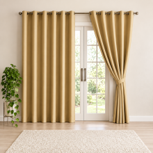 (Beige, 46" x 54") Insulated Blackout Curtain Pair Eyelet Ring Top Drape