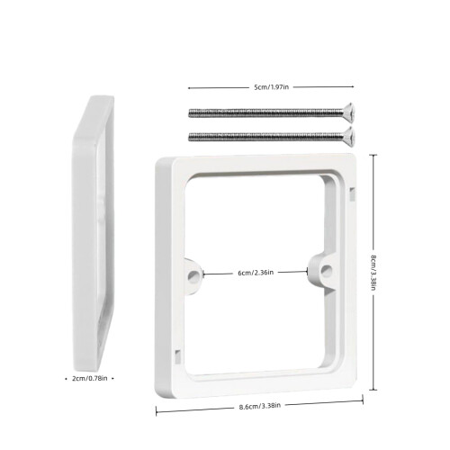 2 Pcs Light Switch Socket Spacers White, with Matching Screws Socket Back Box Extender, for Single Double Socket Light Switch Back Box Surround 1