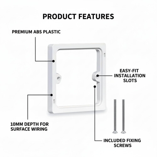 2 Pcs Light Switch Socket Spacers White, with Matching Screws Socket Back Box Extender, for Single Double Socket Light Switch Back Box Surround 2