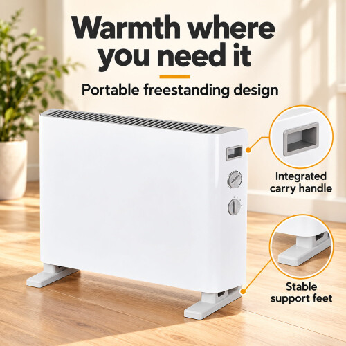 MYLEK Electric Convector Heater Compact Thermostat 2kW 2