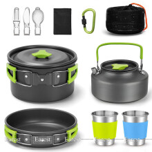 Portable Camping Cookware Hiking Picnic Cooking Pot Pan Stove Set Kettle Outdoor