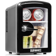 Duronic MFW4 BK Mini Fridge Warmer 4L / 6 Can Quiet Thermoelectric Small Refrigerator, Portable 12V & Mains Cooler for Bedroom, Office & Car, Skincar
