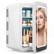 MoraRise 10L Skincare Mini Fridge with LED Mirror, Cooler & Warmer AC/DC