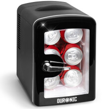 Duronic MC4 BK Personal Mini Fridge, 6 Can Cooler And Warmer, 4L, Black