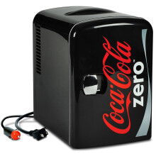 Coca Cola CZ04 Coke Zero 4L 6 Can Portable Cooler/Warmer,Compact Personal Travel Mini Fridge for Snacks Lunch Drinks Cosmetic,Includes 12V and AC Cor