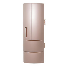 ThreeH Mini USB Fridge Holds Up 2 Cans Portable Beverage Storage Cooler and Warmer Refrigerator for Bedroom Dorm Office and Car,Gold