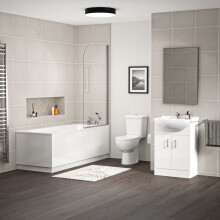 1700mm Bath With Front Panel, 550mm Vanity & Toilet, Bath Filler & Basin Mixer Tap With Waste