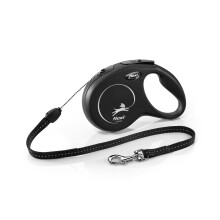 flexi Classic S | 8 m Retractable Cord Leash for Dogs up to 12 kg | Black | Retractable Dog Lead | Weight: 230 g | Dimensions: 10.3 x 16.8 cm