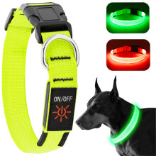 KOSKILL Light Up Dog Collar, Rechargeable USB Collar, Waterproof, Luminous LED Collar, Adjustable, Super Bright, Night Walking for Small Medium Large