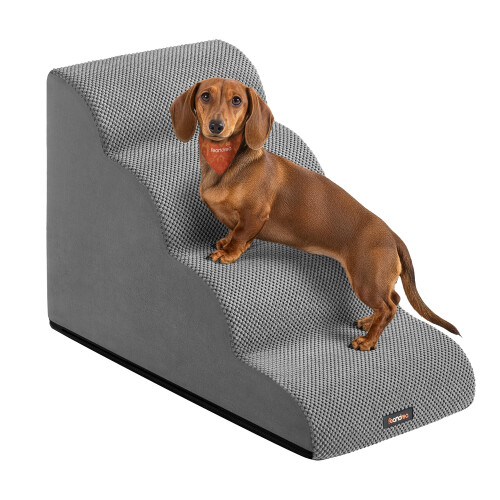 FEANDREA Feandrea 4-Step Dog Stairs, Waffle-Patterned Corduroy, Waterproof Dog Steps