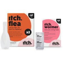 Itch - Cat Flea and Wormer Bundle for 1kg+ Cats - 2 Flea Treatment Pipettes and 2 Worming Tablets