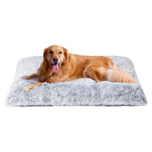 EHEYCIGA Calming Fluffy Dog Crate Bed For Extra Large Dog 112x85x10cm, Grey