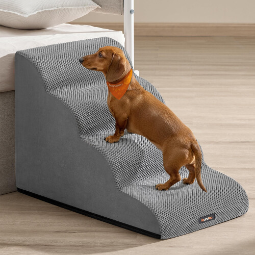 FEANDREA Feandrea 4-Step Dog Stairs, Waffle-Patterned Corduroy, Waterproof Dog Steps 1