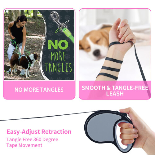 ANCOOLE 5M/16FT Retractable Dog Lead for Small Medium Dogs, Grey 2