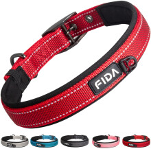 Fida Padded Dog Collar, Metal Belt Buckle Dog Collar for Small Dogs, Red