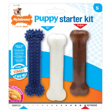 Nylabone Puppy Starter Kit, Pack of 3 Dental Dog Chew Bones, Teething, Gentle, Graduate, Small, for Puppies Up to 11 kg