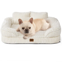 EHEYCIGA Orthopedic Memory Foam Dog Bed Sofa Medium, 76x51x17cm, Cream