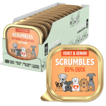Scrumbles • Wet Dog Food • Hypoallergenic • All Lifestages • Duck 65% • 1.8kg (12 Trays x 150g) • Natural Complete Adult Recipe • Gut Fr