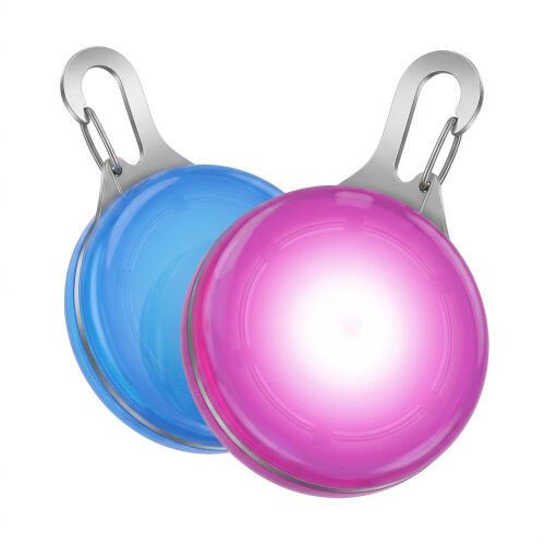 SerDa-Run LED Dog Collar Lights - 2 Pack, 3 Light Modes for Night Walking & Camping (2PCS Pink + Blue,Regular)