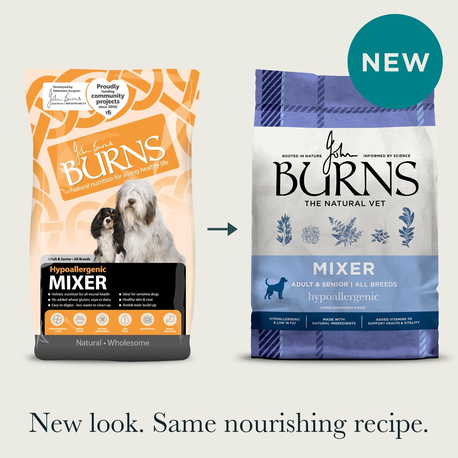 Burns Hypoallergenic Mixer – Dry Dog Food – Adult & Senior –2kg ...