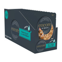 Encore 100% Natural Wet Cat Food Pouch, Tuna Fillet with Whitebait/Anchovy in Broth 70g Pouch (16 x 70g Pouches) (Packaging May Vary)