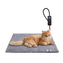 Toozey Cat Heat Pad Electric 45 * 40 cm, 5 Adjustable Timer & 6 Adjustable Temperature, Safe Pet Heating Pad Mat with Crystal Velvet Cover, Waterproo