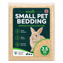 Munnie 2.5kg Hamster Bedding Natural Wood Shavings - Sawdust for Rabbits, Guinea Pigs, Gerbils & Tortoise Bedding - Low Dust Soft Burrowing with Odou