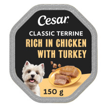 Cesar Classic Terrine in Jelly 14 Trays, Adult Premium Wet Dog Food, Chicken & Turkey, Pack of 2 (7 x 150 g)