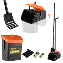 Faankiton Dog Pooper Scooper Swivel Bin & Rake Kit with 35 Waste Bags, Dog Poop Picker, Adjustable Pooper Scooper for All Dogs with 46" Handle, Dog W