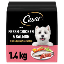 Cesar Adult Dry Dog Food with Fresh Chicken, Salmon & Vegetables 1.4kg