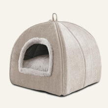laojinblgen Cat Bed for Indoor Cats - Cats Cave Bed Cat House Cats Tent with Removable Washable Cushioned Pillow, Soft Kitten beds (Beige, 38.1x38.1x