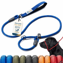 Figure 8 Rope Slip Lead, No Pull Dog Lead, Swivel Handle | Blue