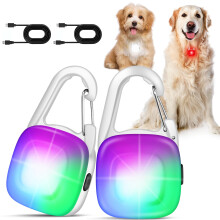 Dog Lights for Night Walking, 4 Modes Rechargeable LED Safety Dog Collar Light for Nighttime Clip On with 2 Pack,IP68 Waterproof for Night Walking,Ca