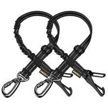AUBELL Dog Seat Belt for Car,2 Pack Set 3-in-1 Adjustable Reflective Bungee Heavy Duty Dog Car Harness Tether with Clip Hook Latch & Buckle,Swivel Zi
