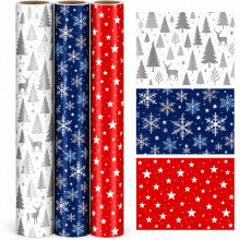 Foil Christmas Wrapping Paper 3 Rolls 1.5M