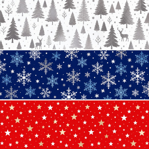 Foil Christmas Wrapping Paper 3 Rolls 1.5M 1