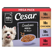 Cesar Creations Senior 8+ Wet Dog Food Pouch Poultry Meat Jelly 40 x 100g