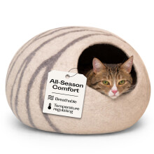 MEOWFIA Cat Cave - Merino Wool Bed for Indoor Cats (Light Gray, Large)