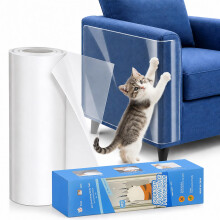 Wosyoodo Cat Anti Scratch Tape 20cm x 5M, Customisable Size, Invisible Protection, Residue-Free Removal for Sofas, Chairs & Tables - Ideal for Cat Ow