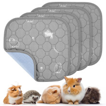 PICK FOR LIFE 4 Packs Guinea Pig Cage Liners Washable Reusable Guinea Pig Pee Pad, Waterproof Fast Absorbent Guinea Pig Mat Non-Slip Bedding for Smal