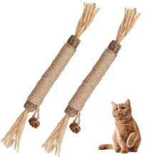 2 Pcs Cat Silvervine Chew Sticks,Natural Cat Teeth Nip Cleaning Catnip Toys