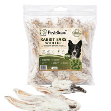 PAWLICIOUS Rabbit Ears with Fur for Dogs 28-35 Pieces 500 gram, 100% Natural Air-Dried Raw Treat Chews for Dog, Puppy & Senior Healthy & Hypoallergen