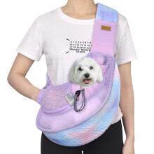 CUBY Pet Sling Carrier for Puppy Dog, Dogs Sling Carrier Breathable, Safety Front Pocket Pet Sling Carrier, Hands-Free Mesh Bag with Adjustable Shoul