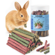 ERKOON 38pcs Bunny Chew Toys for Teeth, Natural Timothy Hay Sticks Chinchilla Chew Toy for Rabbits, Guinea Pigs, Gerbil, Hamster