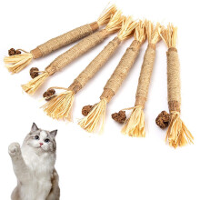 YHT Catnip Toys for Cats, 6 Pcs Natural Silvervine Chew Sticks, Matatabi Cat Chew Toy for Indoor Cats & Kittens, Interactive Play & Stress Relief
